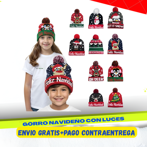 Gorros Navideños Con luces